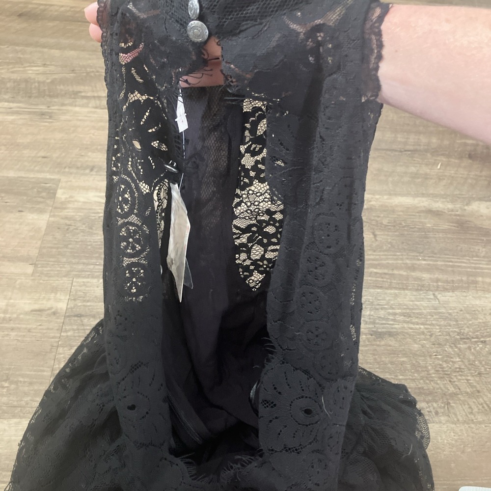 Free People NEW NWT Dress Womens S Black Lace Halter Mini High Neck Cocktail - Picture 9 of 9